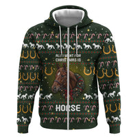 Horse All I Need For Christmas Christmas Zip Hoodie Xmas Holiday Patterns - Wonder Print Shop