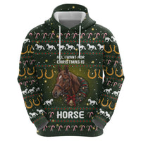 Horse All I Need For Christmas Christmas Zip Hoodie Xmas Holiday Patterns - Wonder Print Shop
