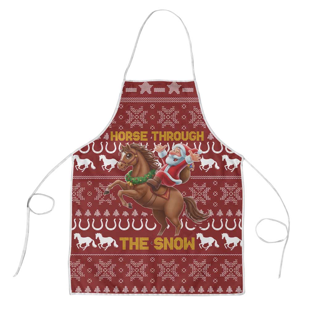 Horse Through The Snow Christmas Design Apron Xmas Holiday Patterns - Wonder Print Shop