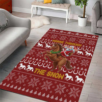Horse Through The Snow Christmas Design Area Rug Xmas Holiday Patterns - Wonder Print Shop