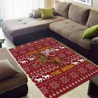 Horse Through The Snow Christmas Design Area Rug Xmas Holiday Patterns - Wonder Print Shop