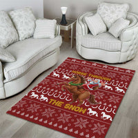 Horse Through The Snow Christmas Design Area Rug Xmas Holiday Patterns - Wonder Print Shop