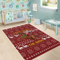Horse Through The Snow Christmas Design Area Rug Xmas Holiday Patterns - Wonder Print Shop