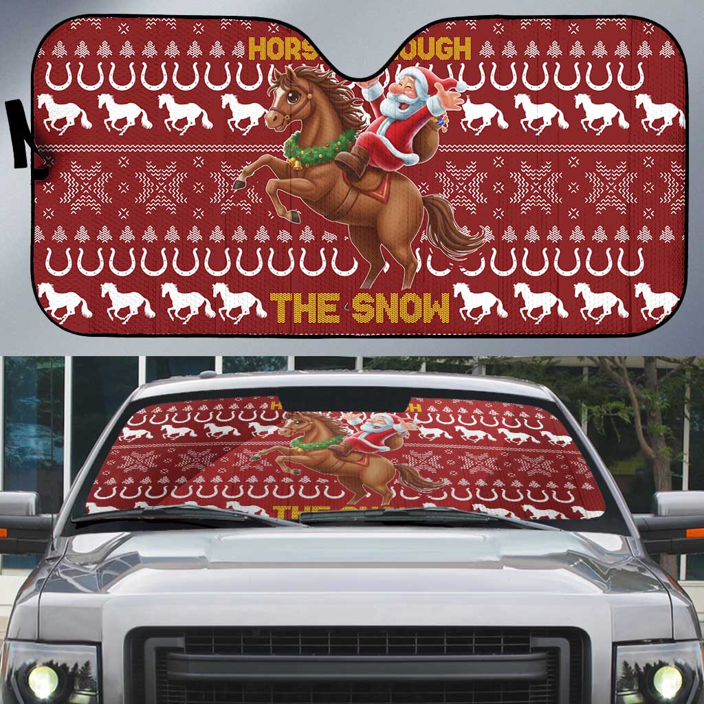 Horse Through The Snow Christmas Design Auto Sun Shade Xmas Holiday Patterns - Wonder Print Shop