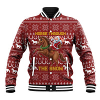 Horse Through The Snow Christmas Design Baseball Jacket Xmas Holiday Patterns - Wonder Print Shop