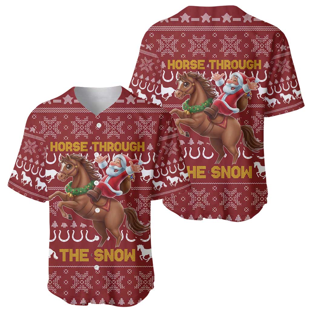 Horse Through The Snow Christmas Design Baseball Jersey Xmas Holiday Patterns - Wonder Print Shop