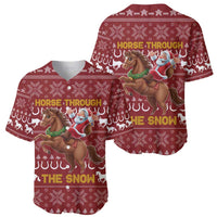 Horse Through The Snow Christmas Design Baseball Jersey Xmas Holiday Patterns - Wonder Print Shop