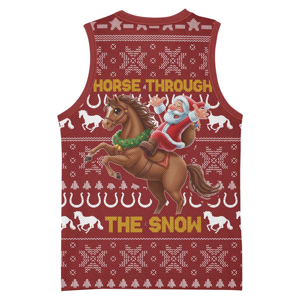 Horse Through The Snow Christmas Design Basketball Jersey Xmas Holiday Patterns - Wonder Print Shop