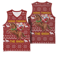 Horse Through The Snow Christmas Design Basketball Jersey Xmas Holiday Patterns - Wonder Print Shop