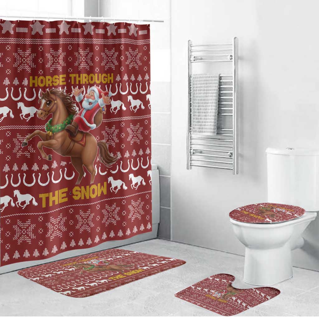 Horse Through The Snow Christmas Design Bathroom Set Xmas Holiday Patterns - Wonder Print Shop