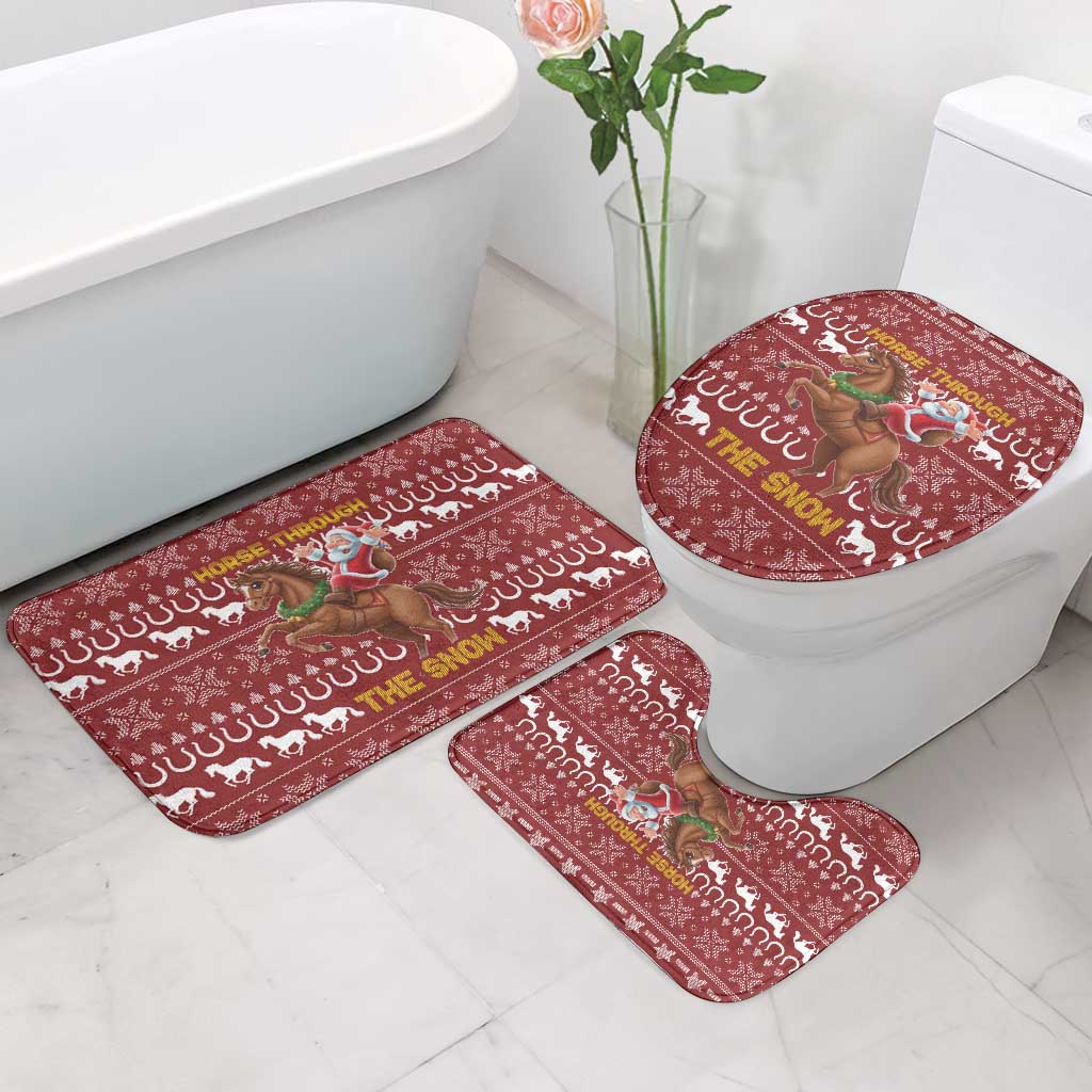 Horse Through The Snow Christmas Design Bathroom Set Xmas Holiday Patterns - Wonder Print Shop
