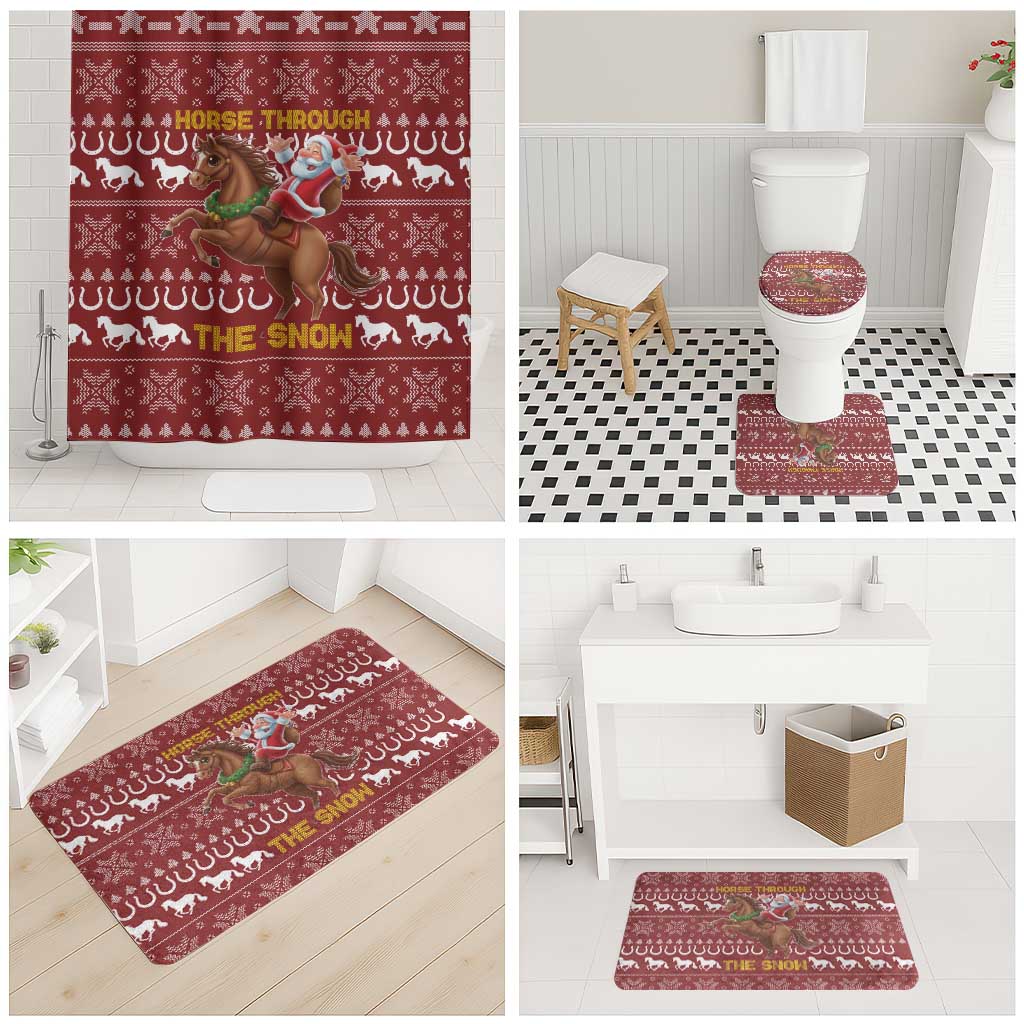Horse Through The Snow Christmas Design Bathroom Set Xmas Holiday Patterns - Wonder Print Shop