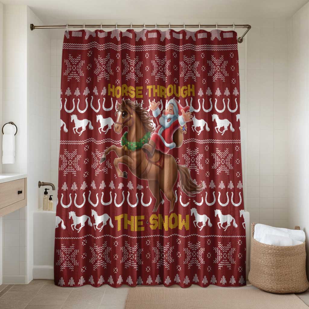 Horse Through The Snow Christmas Design Bathroom Set Xmas Holiday Patterns - Wonder Print Shop