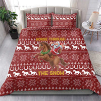 Horse Through The Snow Christmas Design Bedding Set Xmas Holiday Patterns - Wonder Print Shop