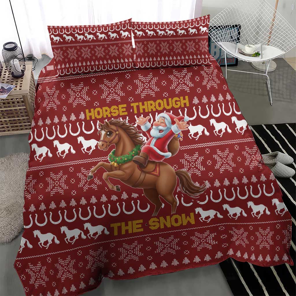 Horse Through The Snow Christmas Design Bedding Set Xmas Holiday Patterns - Wonder Print Shop
