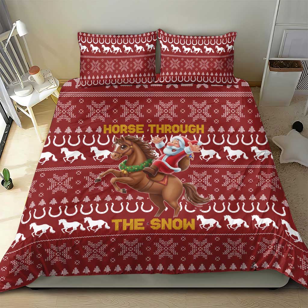 Horse Through The Snow Christmas Design Bedding Set Xmas Holiday Patterns - Wonder Print Shop