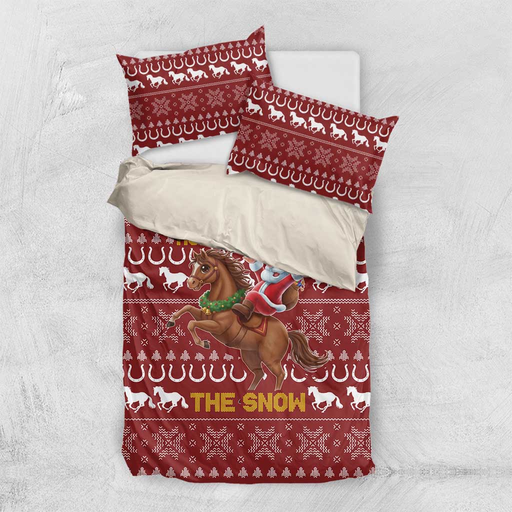 Horse Through The Snow Christmas Design Bedding Set Xmas Holiday Patterns - Wonder Print Shop