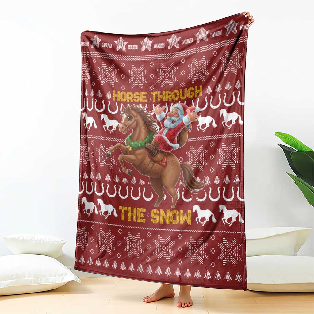 Horse Through The Snow Christmas Design Blanket Xmas Holiday Patterns - Wonder Print Shop