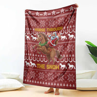 Horse Through The Snow Christmas Design Blanket Xmas Holiday Patterns - Wonder Print Shop