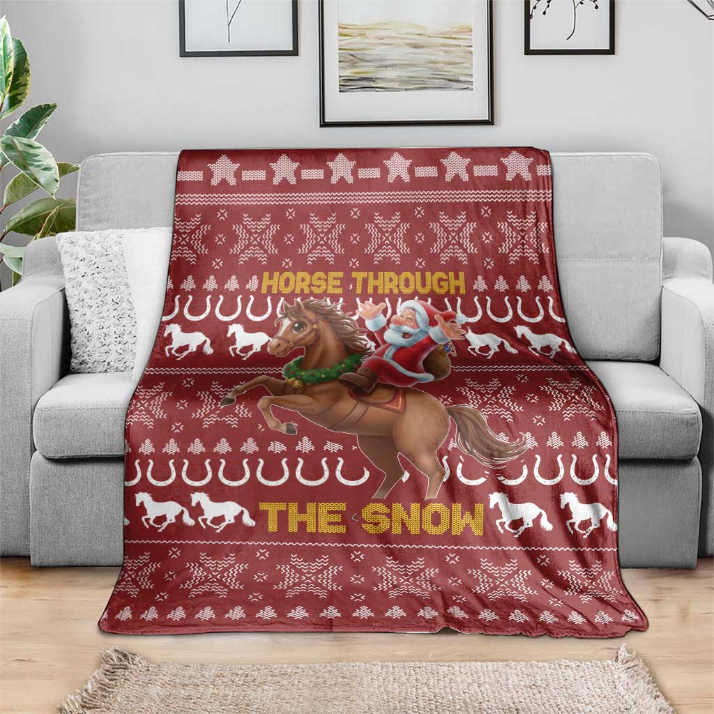 Horse Through The Snow Christmas Design Blanket Xmas Holiday Patterns - Wonder Print Shop