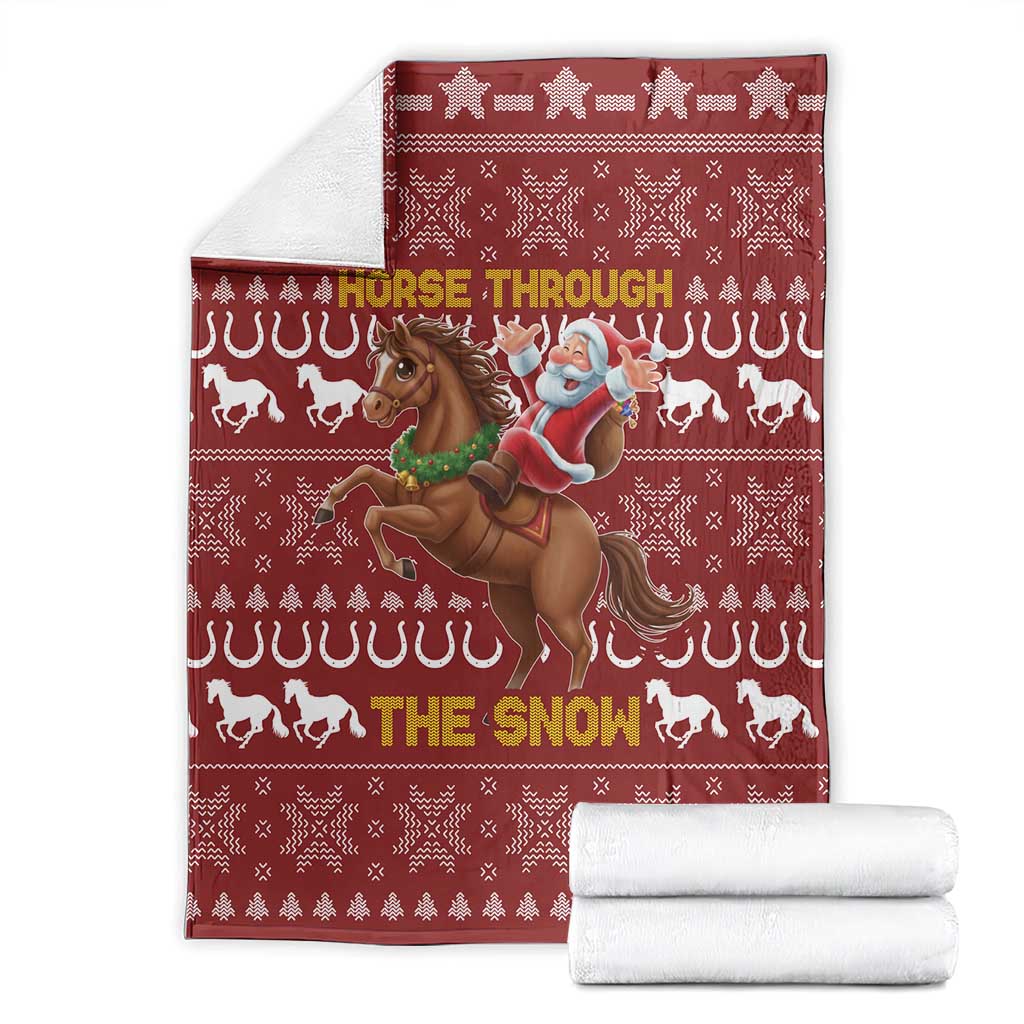 Horse Through The Snow Christmas Design Blanket Xmas Holiday Patterns - Wonder Print Shop