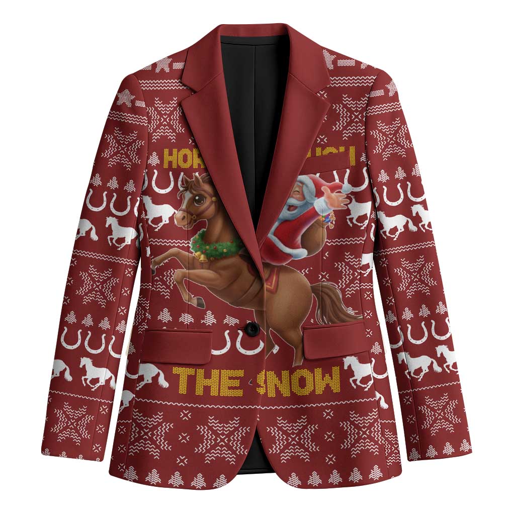 Horse Through The Snow Christmas Design Blazer Xmas Holiday Patterns - Wonder Print Shop