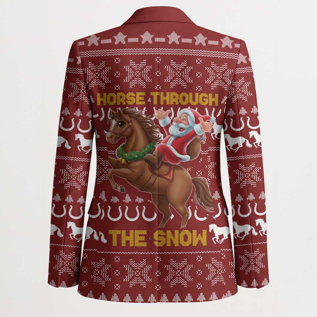 Horse Through The Snow Christmas Design Blazer Xmas Holiday Patterns - Wonder Print Shop