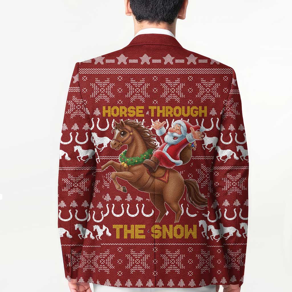 Horse Through The Snow Christmas Design Blazer Xmas Holiday Patterns - Wonder Print Shop