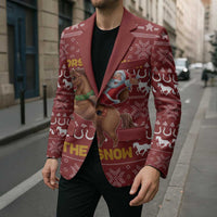 Horse Through The Snow Christmas Design Blazer Xmas Holiday Patterns - Wonder Print Shop