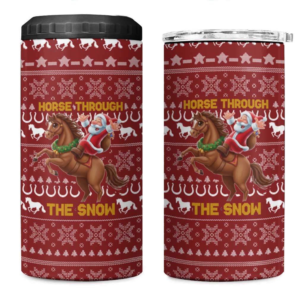 Horse Through The Snow Christmas Design 4 in 1 Can Cooler Tumbler Xmas Holiday Patterns - Wonder Print Shop