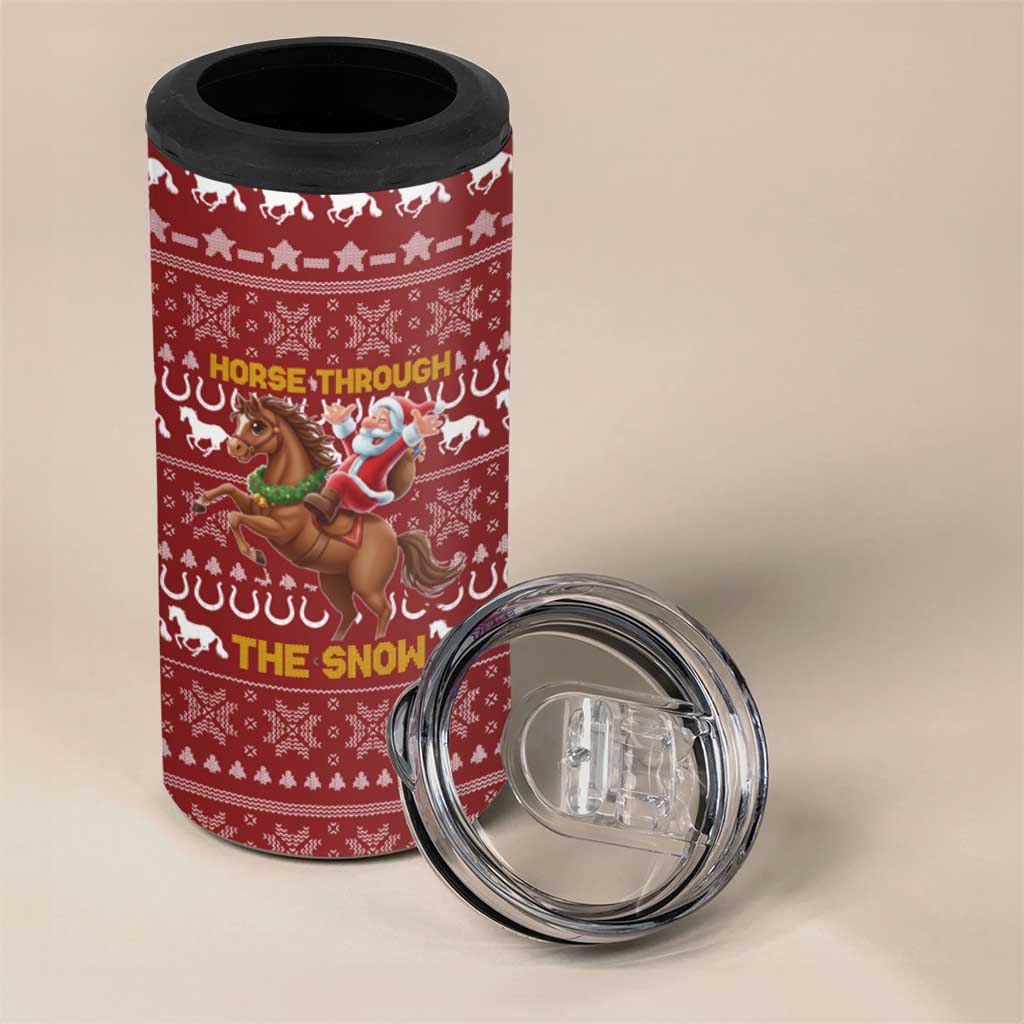 Horse Through The Snow Christmas Design 4 in 1 Can Cooler Tumbler Xmas Holiday Patterns - Wonder Print Shop
