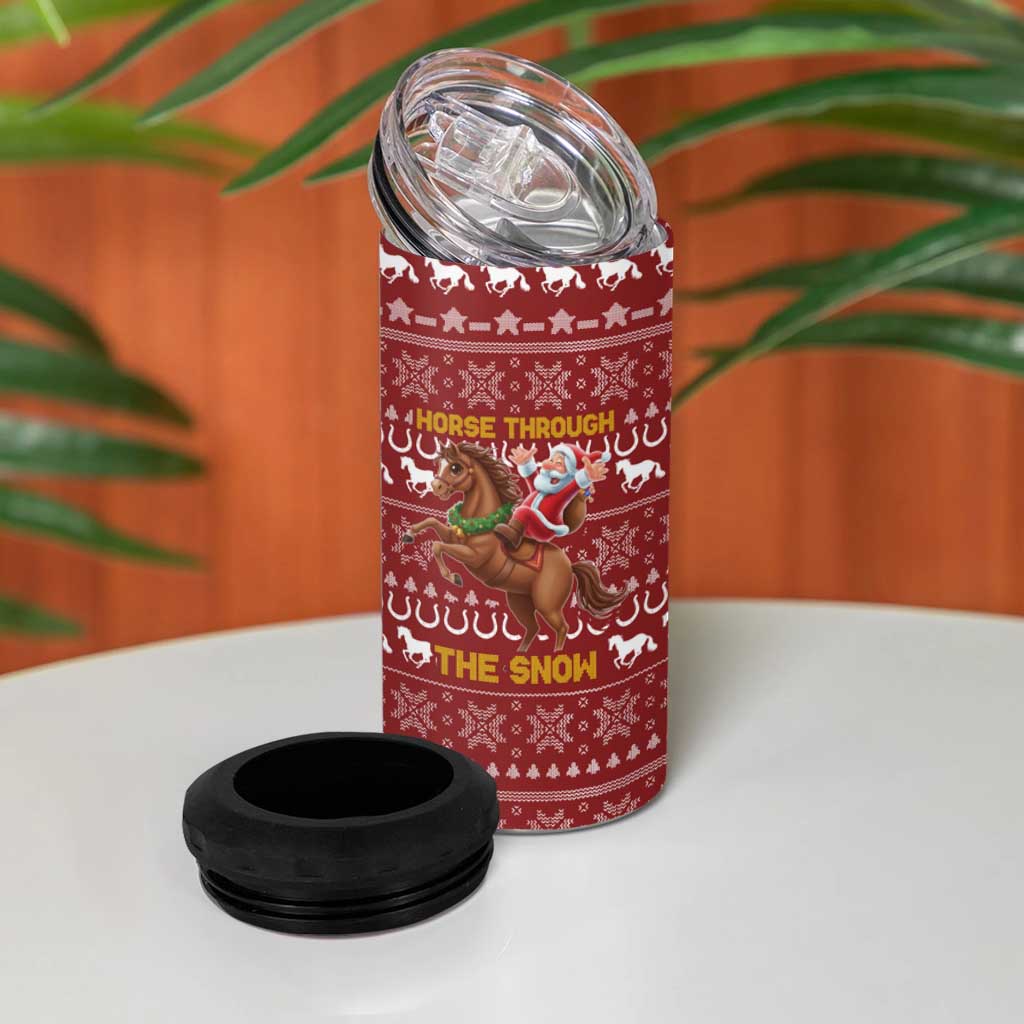 Horse Through The Snow Christmas Design 4 in 1 Can Cooler Tumbler Xmas Holiday Patterns - Wonder Print Shop