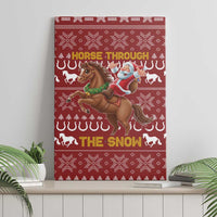 Horse Through The Snow Christmas Design Canvas Wall Art Xmas Holiday Patterns - Wonder Print Shop