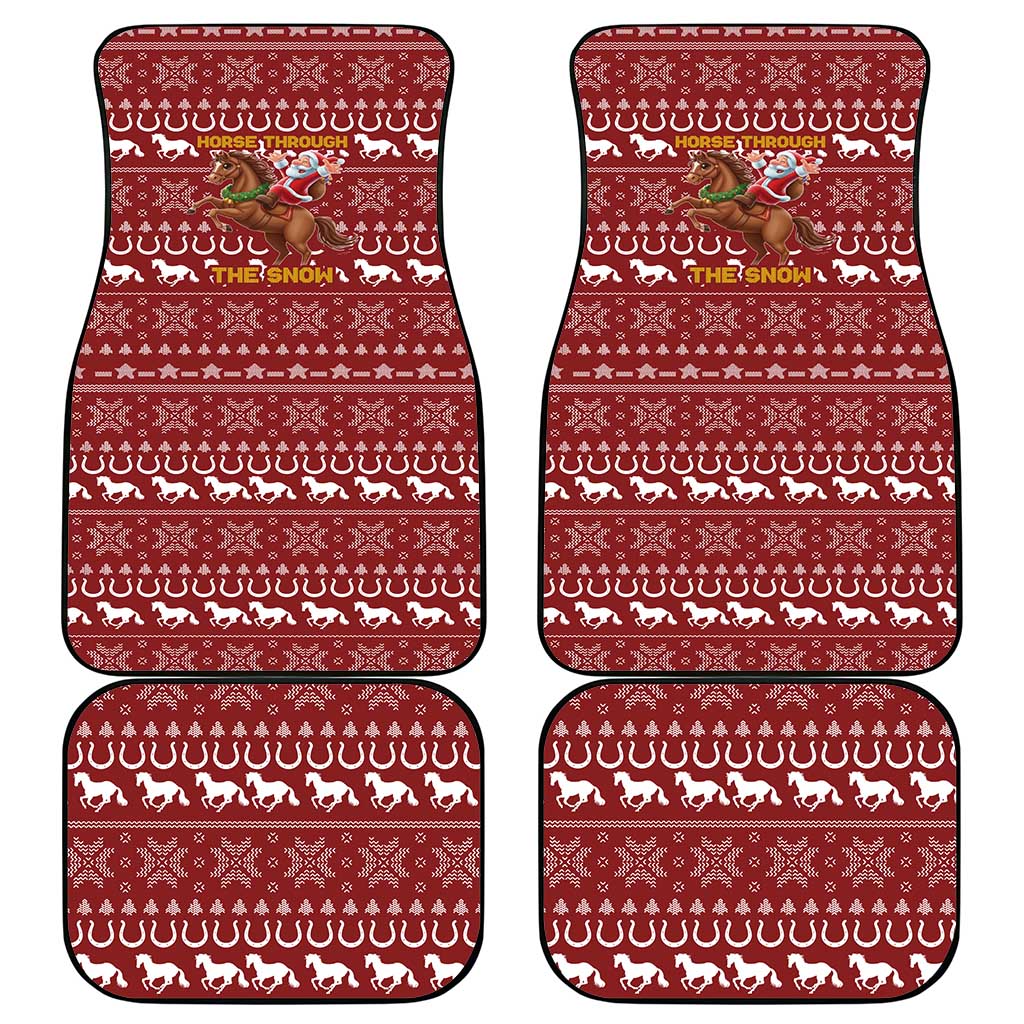 Horse Through The Snow Christmas Design Car Mats Xmas Holiday Patterns - Wonder Print Shop