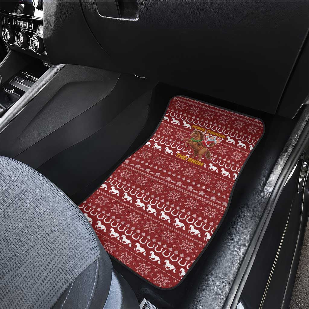 Horse Through The Snow Christmas Design Car Mats Xmas Holiday Patterns - Wonder Print Shop