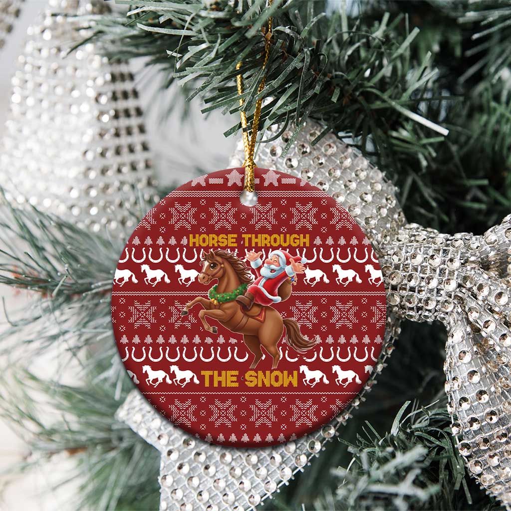 Horse Through The Snow Christmas Design Ceramic Ornament Xmas Holiday Patterns - Wonder Print Shop