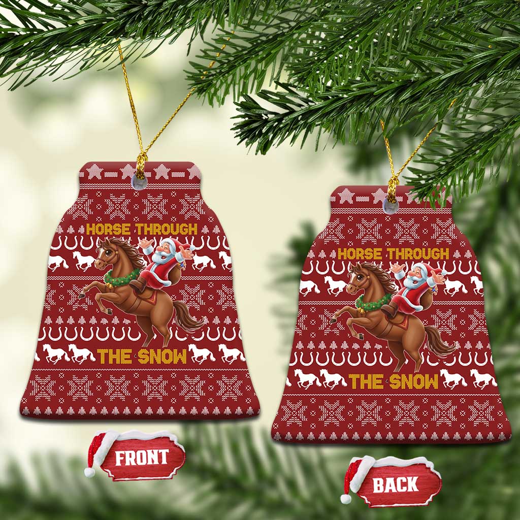 Horse Through The Snow Christmas Design Ceramic Ornament Xmas Holiday Patterns - Wonder Print Shop