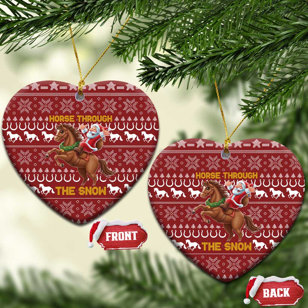 Horse Through The Snow Christmas Design Ceramic Ornament Xmas Holiday Patterns - Wonder Print Shop
