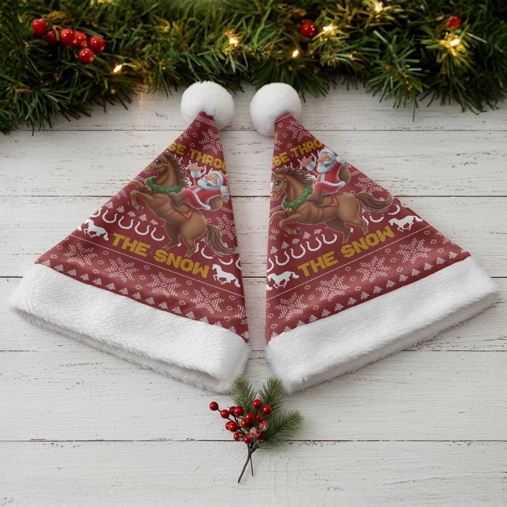 Horse Through The Snow Christmas Design Christmas Santa Hat Xmas Holiday Patterns - Wonder Print Shop