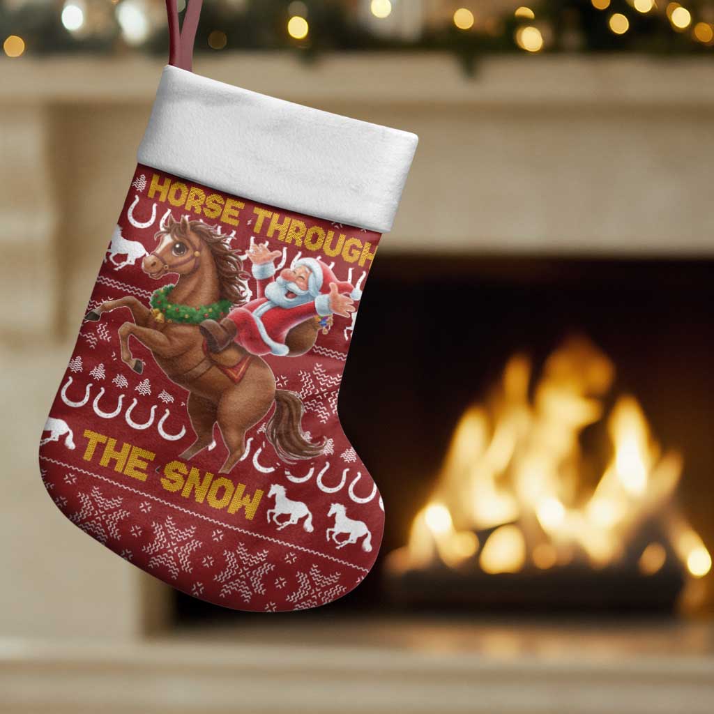 Horse Through The Snow Christmas Design Christmas Stocking Xmas Holiday Patterns - Wonder Print Shop