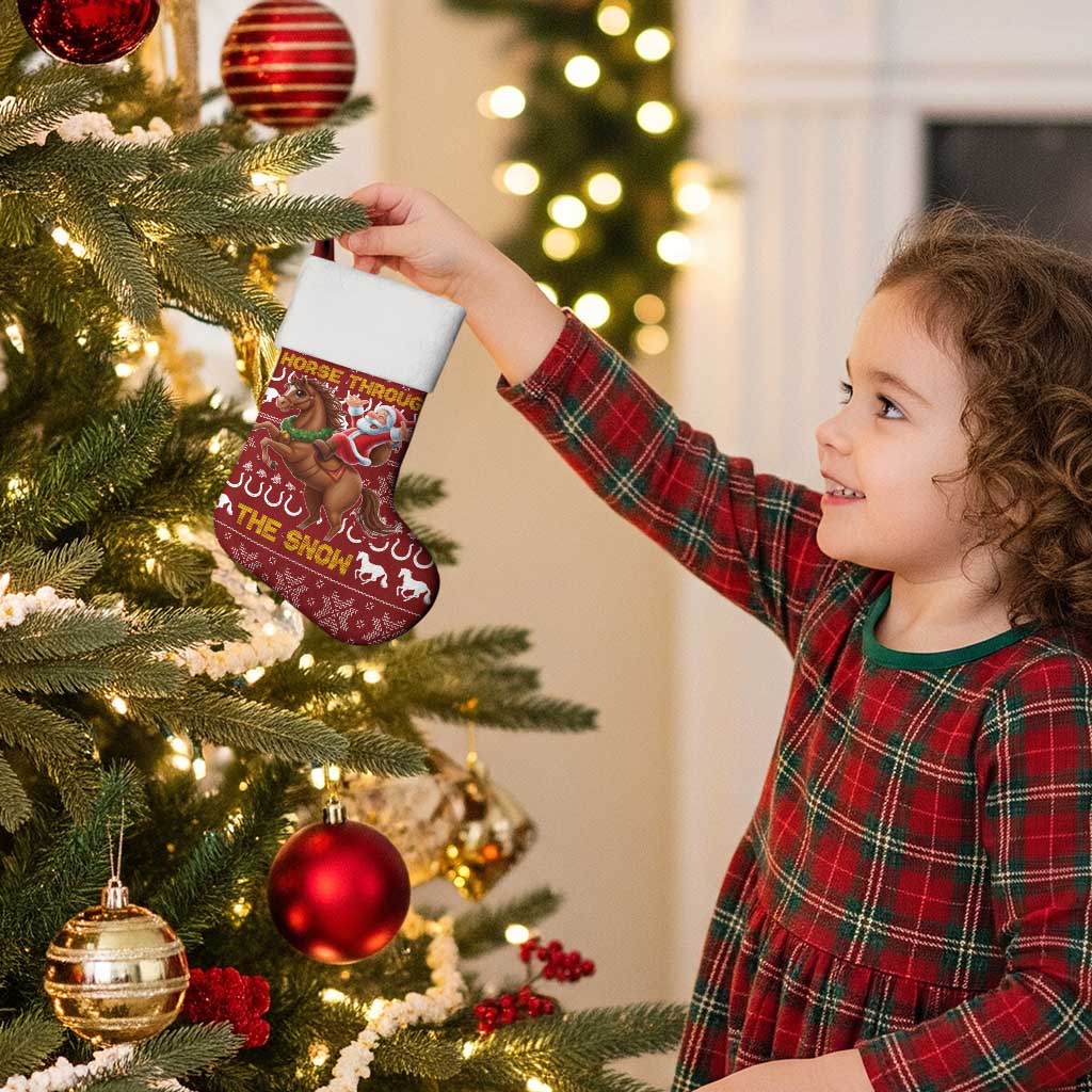 Horse Through The Snow Christmas Design Christmas Stocking Xmas Holiday Patterns - Wonder Print Shop
