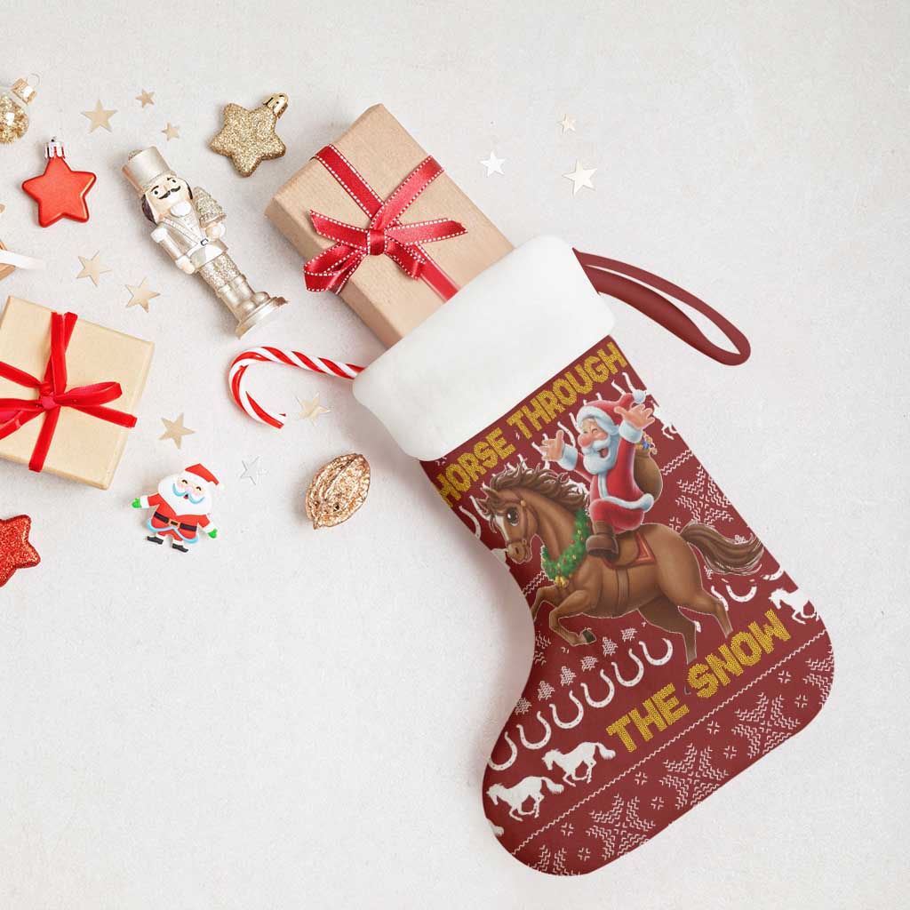 Horse Through The Snow Christmas Design Christmas Stocking Xmas Holiday Patterns - Wonder Print Shop