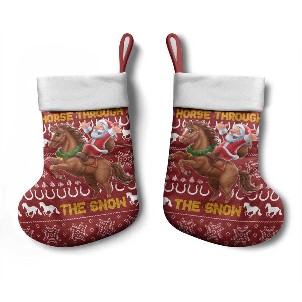 Horse Through The Snow Christmas Design Christmas Stocking Xmas Holiday Patterns - Wonder Print Shop