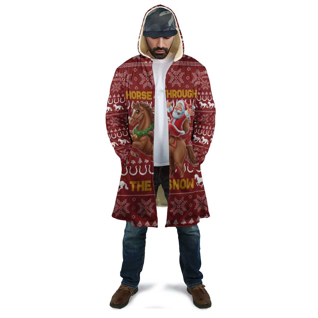 Horse Through The Snow Christmas Design Cloak Xmas Holiday Patterns - Wonder Print Shop