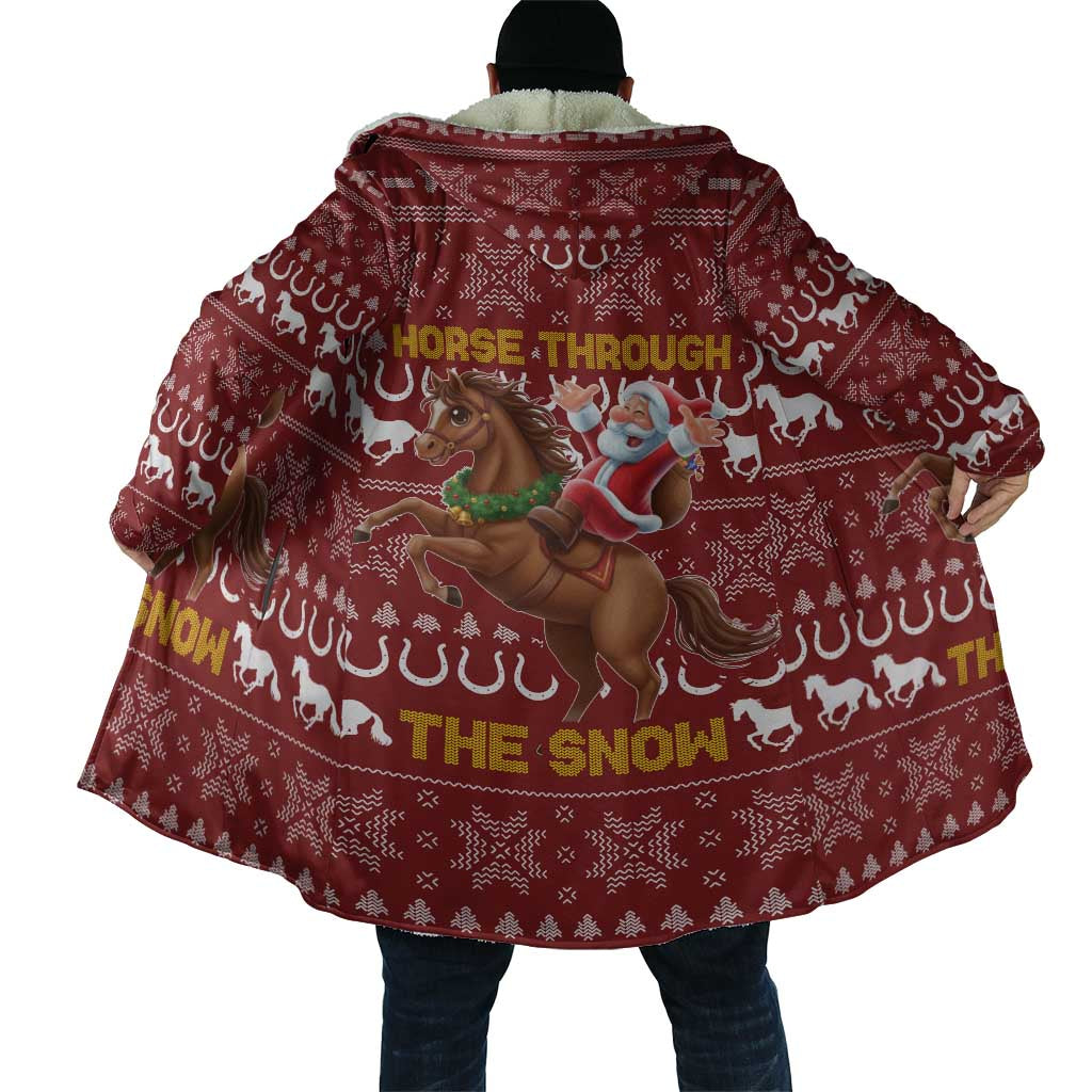 Horse Through The Snow Christmas Design Cloak Xmas Holiday Patterns - Wonder Print Shop