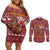 Horse Through The Snow Christmas Design Couples Matching Off Shoulder Short Dress and Long Sleeve Button Shirt Xmas Holiday Patterns - Wonder Print Shop