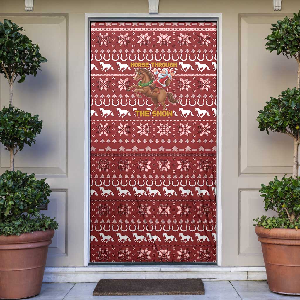 Horse Through The Snow Christmas Design Door Cover Xmas Holiday Patterns - Wonder Print Shop