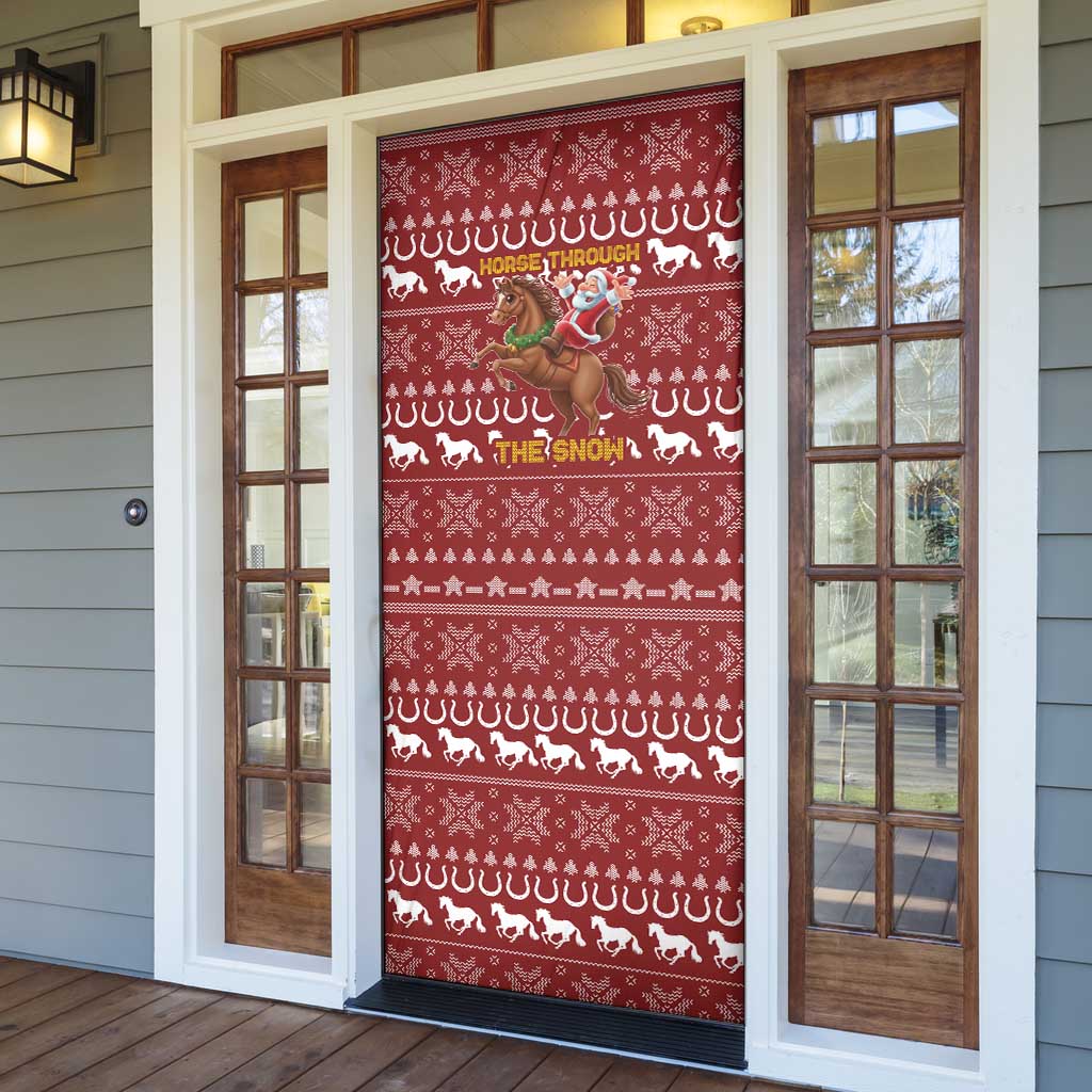 Horse Through The Snow Christmas Design Door Cover Xmas Holiday Patterns - Wonder Print Shop