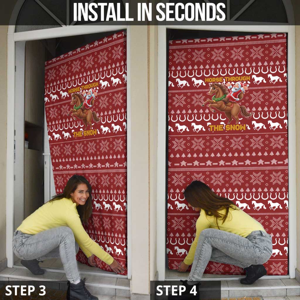 Horse Through The Snow Christmas Design Door Cover Xmas Holiday Patterns - Wonder Print Shop