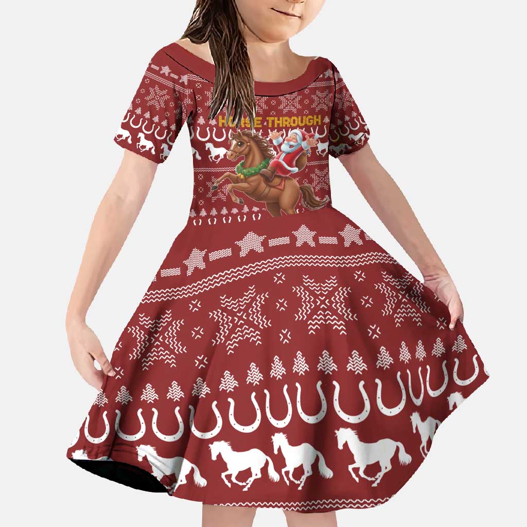 Horse Through The Snow Christmas Design Family Matching Long Sleeve Bodycon Dress and Hawaiian Shirt Xmas Holiday Patterns - Wonder Print Shop